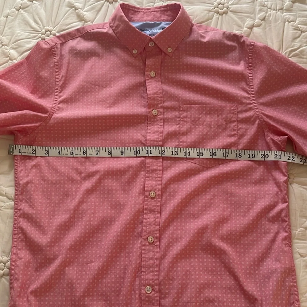 Banana Republic Slim 100% Luxe Poplin Cotton Short Sleeve Button Down Size Med